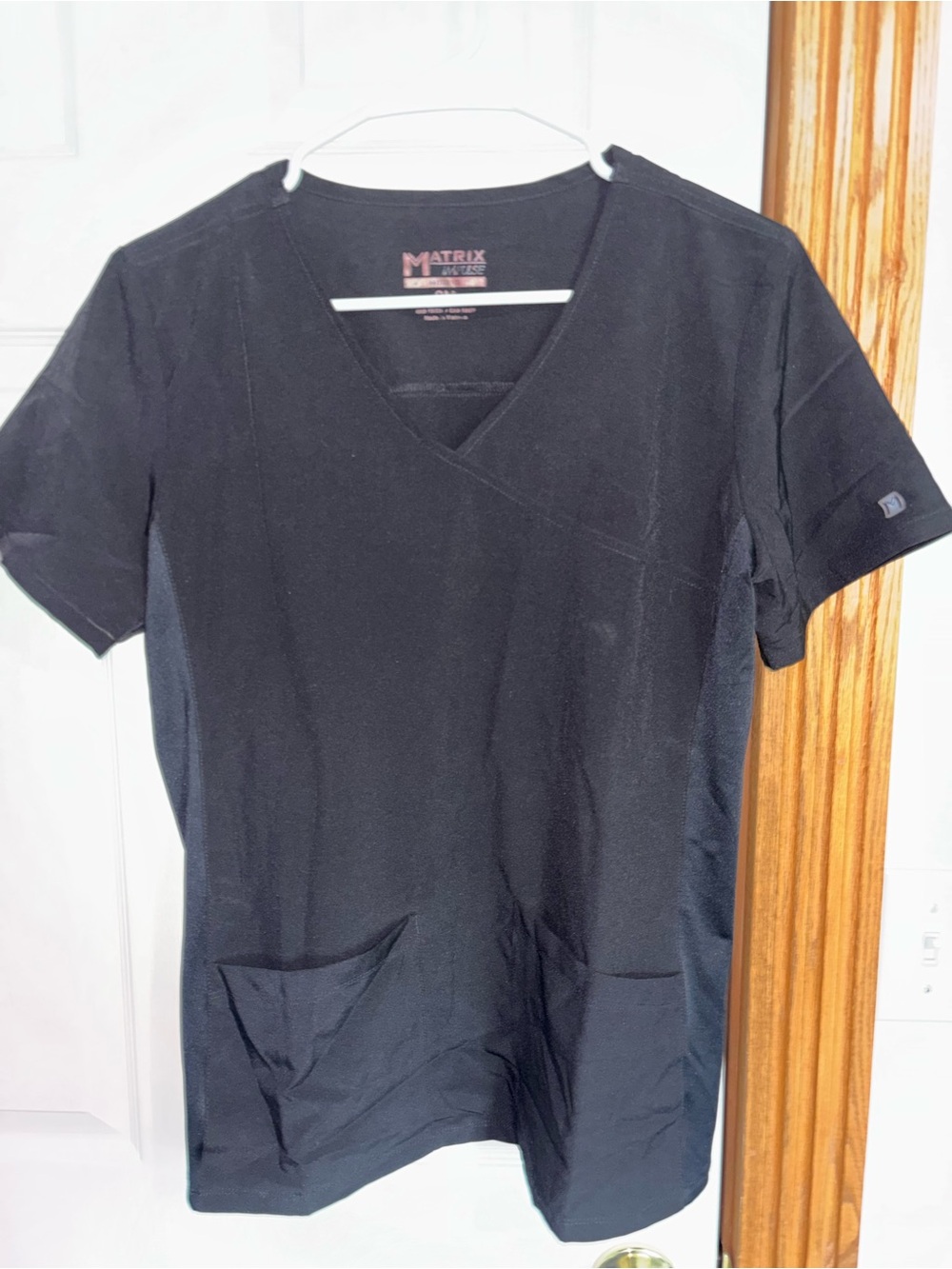 Matrix Essentials Women's Black V-Neck Scrub Top